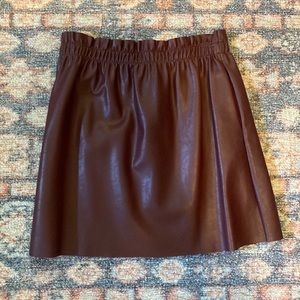 BURGANDY faux-leather a-line skirt
